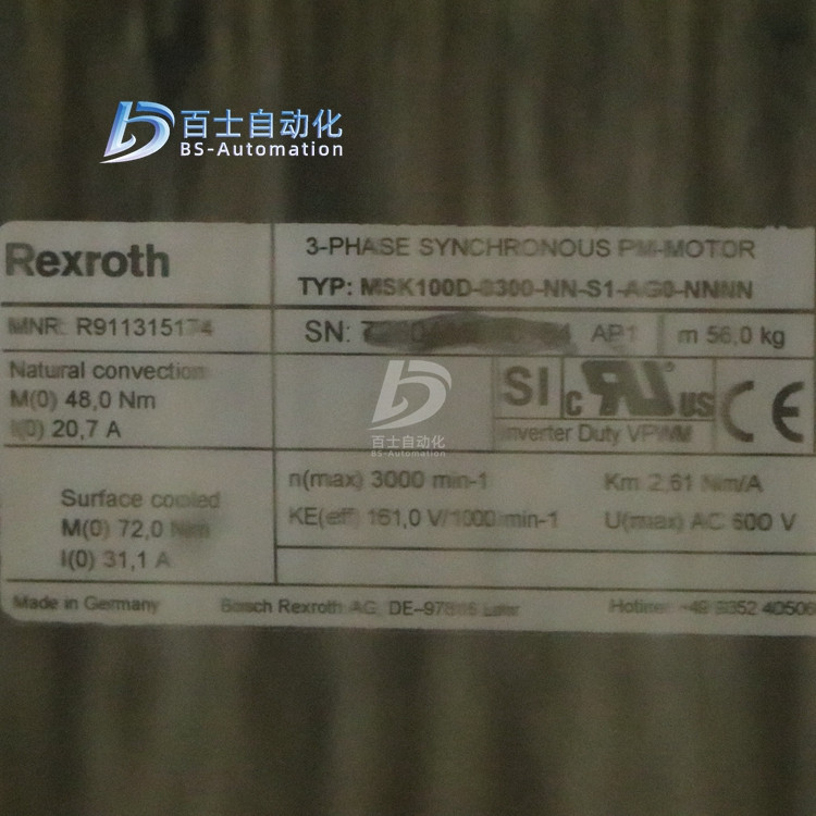 Rexroth伺服电机MSK100C-0300-NN-M1-BP2-NNNN